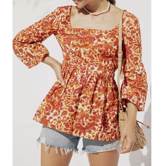 Love The Label Floral Open Back Blouse Anthropologie 2X Plus - Picture 4 of 16